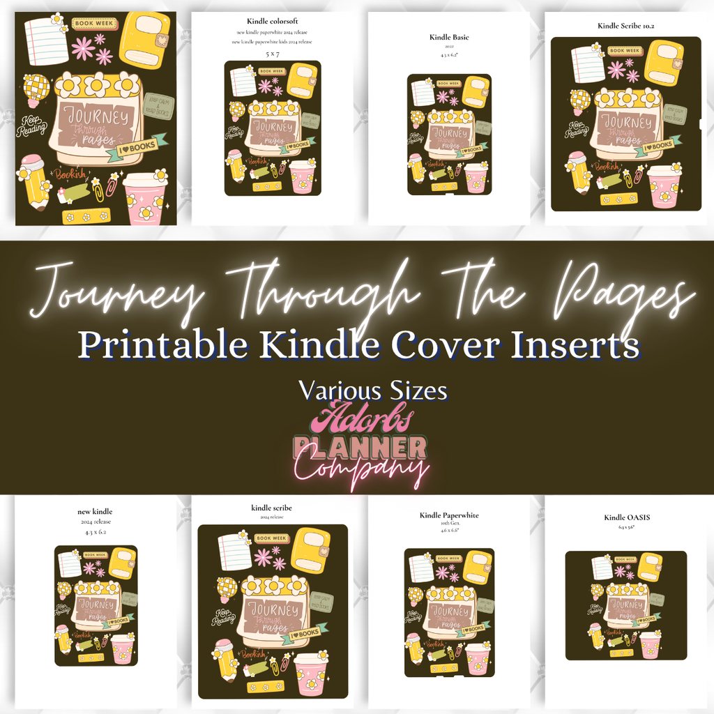 #KNDL01251-Journey Through Pages Printable Kindle Insert | 10 Sizes | Personal and Commercial Use | Bookish Accessories | Book Lover