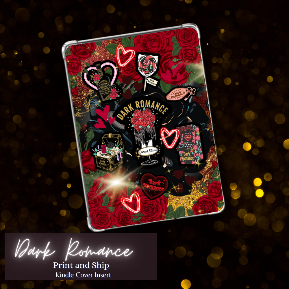 Dark Romance Kindle Insert | E-Reader Insert | Book Lover Gift | Bookish Stationery | Print and Ship | Various Sizes | Handmade by Adorbs Planner Company #DKRM2601
