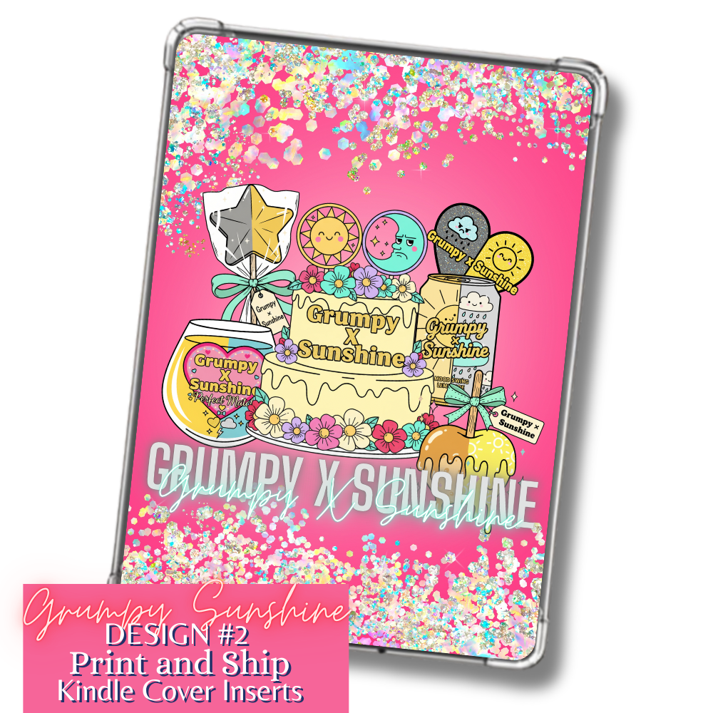 #GPSN03226 Grumpy X Sunshine Trope Design #2 Kindle Insert | E-Reader Insert | Book Lover Gift | Bookish Stationery | Print and Ship | Various Sizes | Handmade by Adorbs Planner Company
