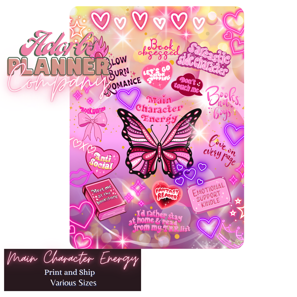 Adorbs Planner Co. ‘Main Character Energy’ Kindle Insert | E-Reader Insert | Bookish #KNDL01256