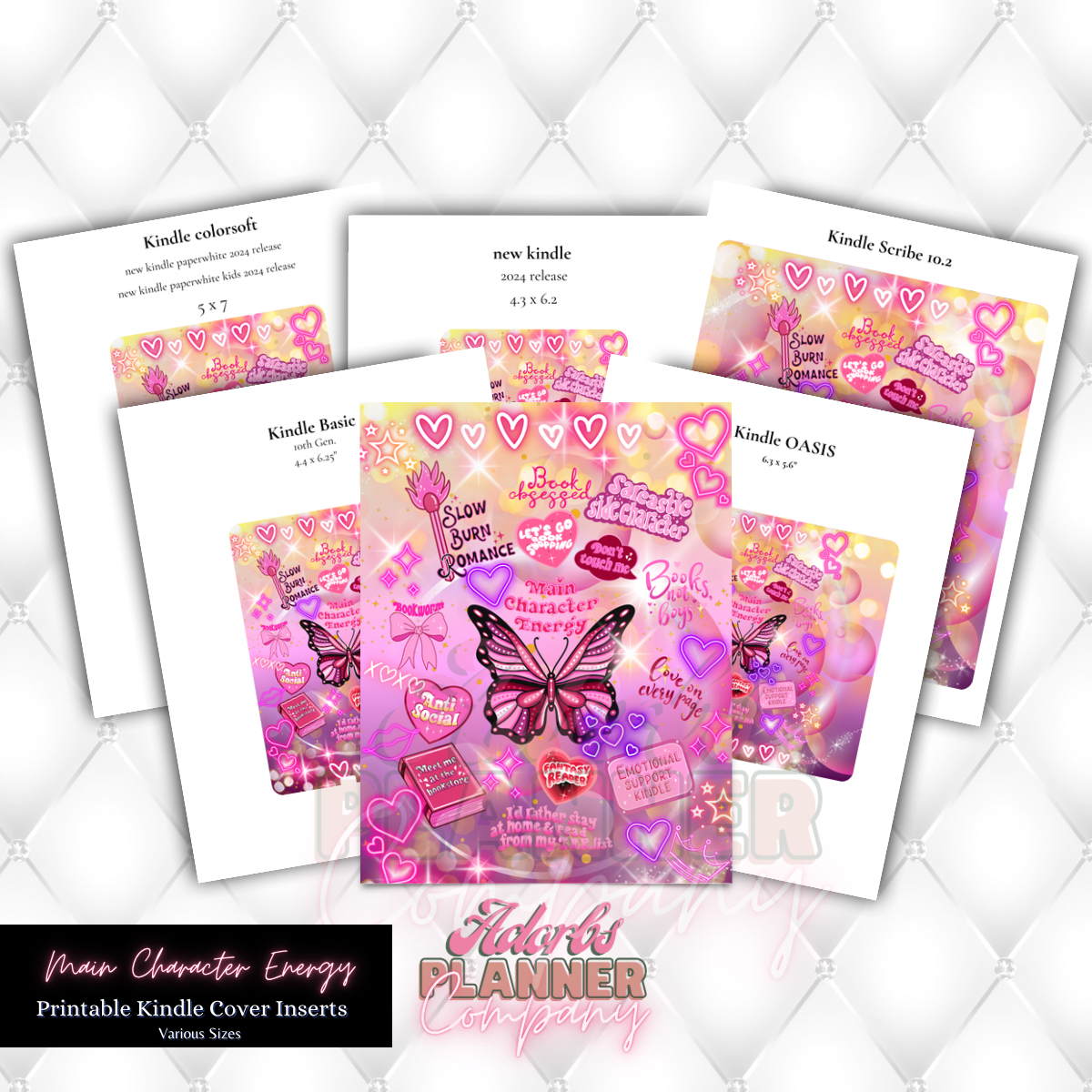 ‘Main Character Energy’ Printable Kindle
Insert | 10 Sizes | Personal and Commercial Use | Bookish
Accessories | Book Lover | Digital Download #KNDL01256