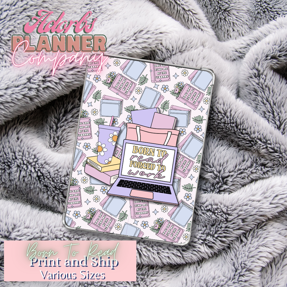 Born to Read Forced to Work Kindle Insert | E-Reader Insert | Book Lover Gift | Pastel Bookish Stationery | Print and Ship | Various Sizes | Handmade by Adorbs Planner Company #KNDL01258