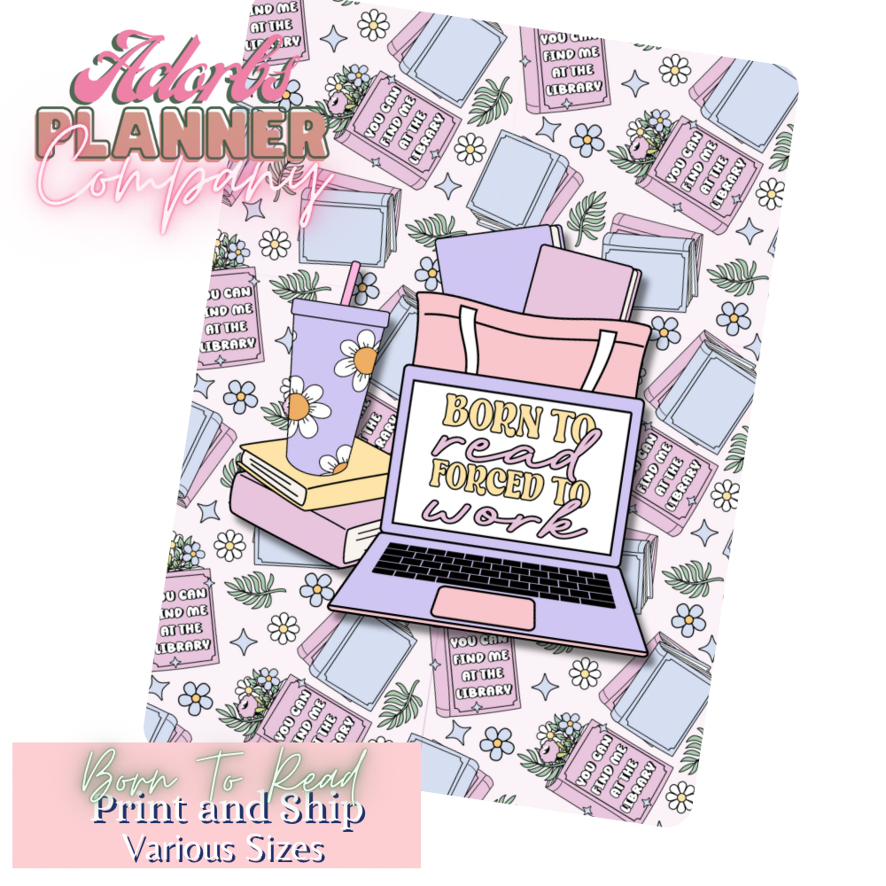 Born to Read Forced to Work Kindle Insert | E-Reader Insert | Book Lover Gift | Pastel Bookish Stationery | Print and Ship | Various Sizes | Handmade by Adorbs Planner Company #KNDL01258