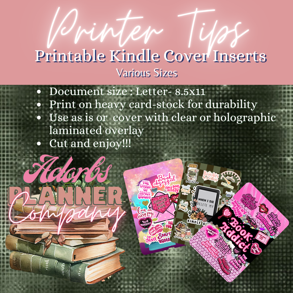 Dark Romance Kindle Insert | E-Reader Insert | Book Lover Gift | Bookish Stationery | Printable | INSTANT DOWNLOAD |Various Sizes | Handmade by Adorbs Planner Company #DKRM2601